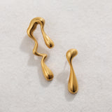 Metal Water Drop Earrings Stainless Steel Asymmetric Jewelry