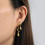 Metal Water Drop Earrings Stainless Steel Asymmetric Jewelry