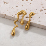 Metal Water Drop Earrings Stainless Steel Asymmetric Jewelry