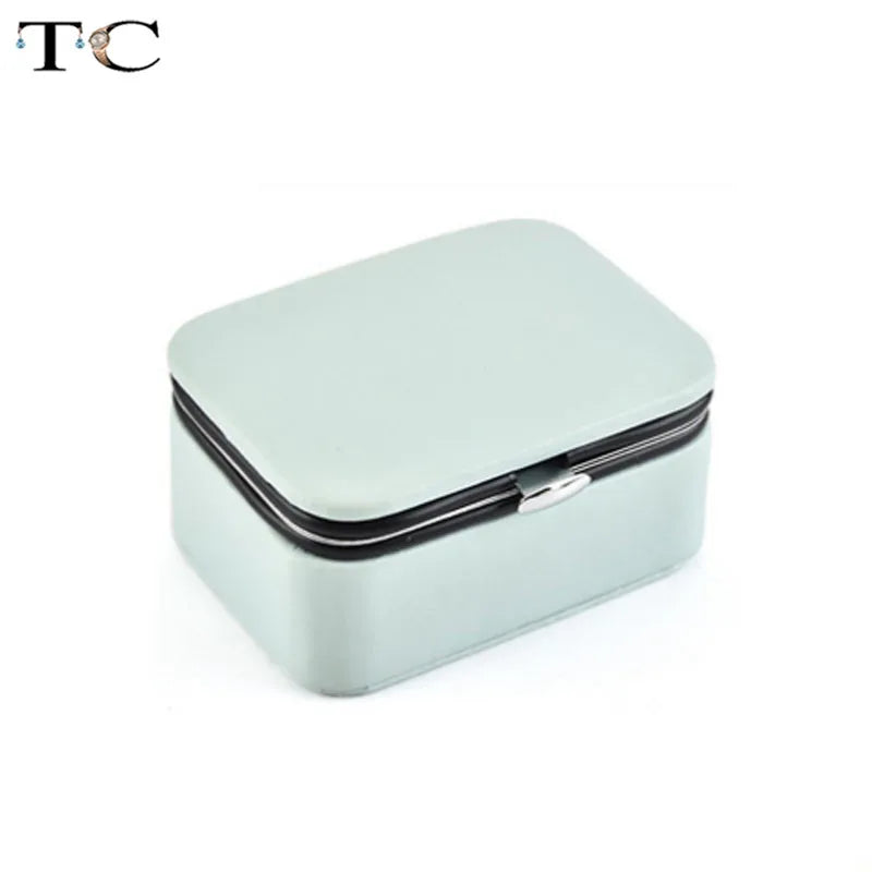 Mini Jewelry Carrier Box Portable Jewelry Box Ring Earrings PU Leather