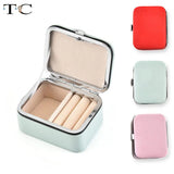 Mini Jewelry Carrier Box Portable Jewelry Box Ring Earrings PU Leather