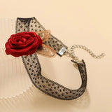 Minimalist Lace Rose Collarbone Necklace Women's Korean-style
