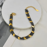 Stylish Hematite Stone Chain Bracelet Stainless Steel Women's Gift