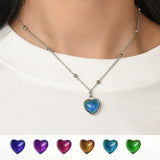 Mood Necklace Emotion Feeling Heart Pendant Stainless Steel Chain Jewelry