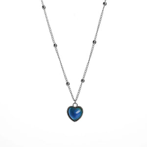Mood Necklace Emotion Feeling Heart Pendant Stainless Steel Chain Jewelry