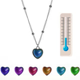Mood Necklace Emotion Feeling Heart Pendant Stainless Steel Chain Jewelry