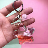 Liquid Quicksand Unicorn Keychain