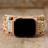 Boho Natural Gems Stone Apple Watch Band 3X Wrap Vegan Rope Wristband