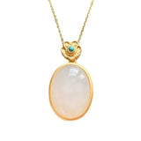 Hetian Chalcedony Turquoise Oval Pendant Necklace