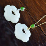 Natural Hetian Jade Cloud Pendant Necklace Retro Charm Jewelry