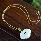 Natural Hetian Jade Cloud Pendant Necklace Retro Charm Jewelry