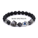 Natural Stone Beads Bracelet with Hamsa Hand for Women