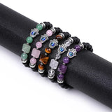 Natural Stone Beads Bracelet with Hamsa Hand for Women