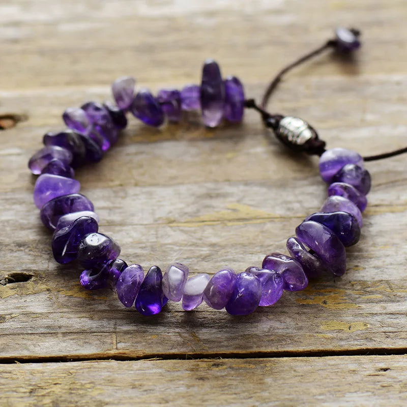 Bohemian Amethyst Turquoise Beads Friendship Slide Bracelet