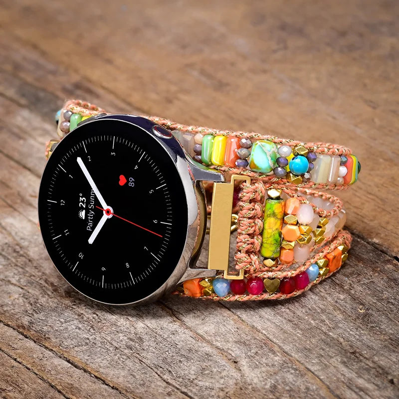 BOHO Vegan Orange Stone Watch Band for Women