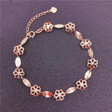 Purple Geometric Flower Bracelet 14K Rose Gold Hollow Out Women's Jewelry