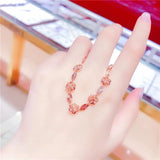 Purple Geometric Flower Bracelet 14K Rose Gold Hollow Out Women's Jewelry