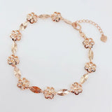Purple Geometric Flower Bracelet 14K Rose Gold Hollow Out Women's Jewelry