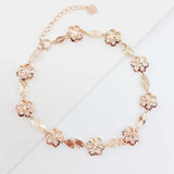 Purple Geometric Flower Bracelet 14K Rose Gold Hollow Out Women's Jewelry