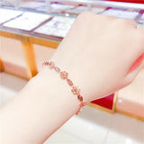 Purple Geometric Flower Bracelet 14K Rose Gold Hollow Out Women's Jewelry