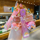 Colorful Bear Quicksand Keychain Floating Balloons Keyring