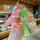 Colorful Bear Quicksand Keychain Floating Balloons Keyring