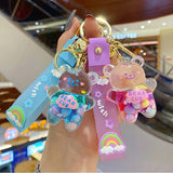 Colorful Bear Quicksand Keychain Floating Balloons Keyring