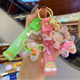 Colorful Bear Quicksand Keychain Floating Balloons Keyring