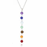 Rainbow Natural Stone Chakra Rock Necklace Yoga Power Pendant