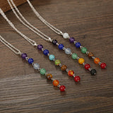 Rainbow Natural Stone Chakra Rock Necklace Yoga Power Pendant