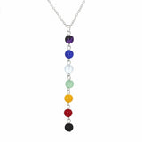 Rainbow Natural Stone Chakra Rock Necklace Yoga Power Pendant