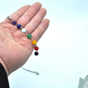 Rainbow Natural Stone Chakra Rock Necklace Yoga Power Pendant