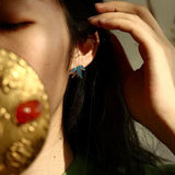 Silver Enamel Bamboo Leaf Stud Earrings Chinese Style