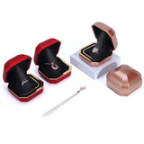 LED Light Octagonal Jewelry Box Golden Edge Engagement Ring Pendant Box