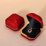 LED Light Octagonal Jewelry Box Golden Edge Engagement Ring Pendant Box