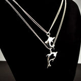 925 Silver Necklace - Double Chain 20" Dolphin Pendant
