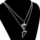 925 Silver Necklace - Double Chain 20" Dolphin Pendant