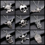 Pirate Skull Pendant Necklace Long Chain Jewelry Accessory