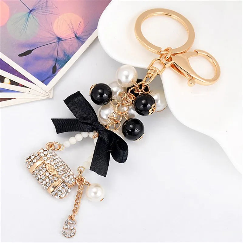 Pearl Handbag Keychain Bag Charm Car Key chain Pendant