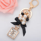 Bowknot Key Ring Perfume Bottle Beads Keychain