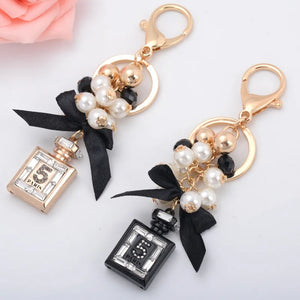 Bowknot Key Ring Perfume Bottle Beads Keychain