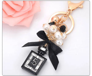 Bowknot Key Ring Perfume Bottle Beads Keychain