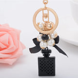 Bowknot Key Ring Perfume Bottle Beads Keychain