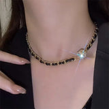 Creative Personality Leather Necklace Light Magnet Chain