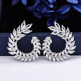 Geometric Rhinestone Earrings 925 Sterling Silver Jewelry