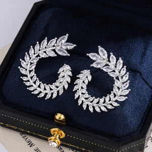 Geometric Rhinestone Earrings 925 Sterling Silver Jewelry