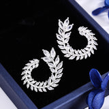 Geometric Rhinestone Earrings 925 Sterling Silver Jewelry
