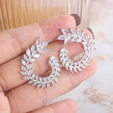 Geometric Rhinestone Earrings 925 Sterling Silver Jewelry
