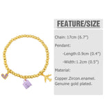 Pink Coffee Mug Bracelet Copper Crystal Heart Charm Friendship Jewelry