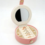 Compact Jewelry Box for Travel Pendant Necklace Organizer with Mirror